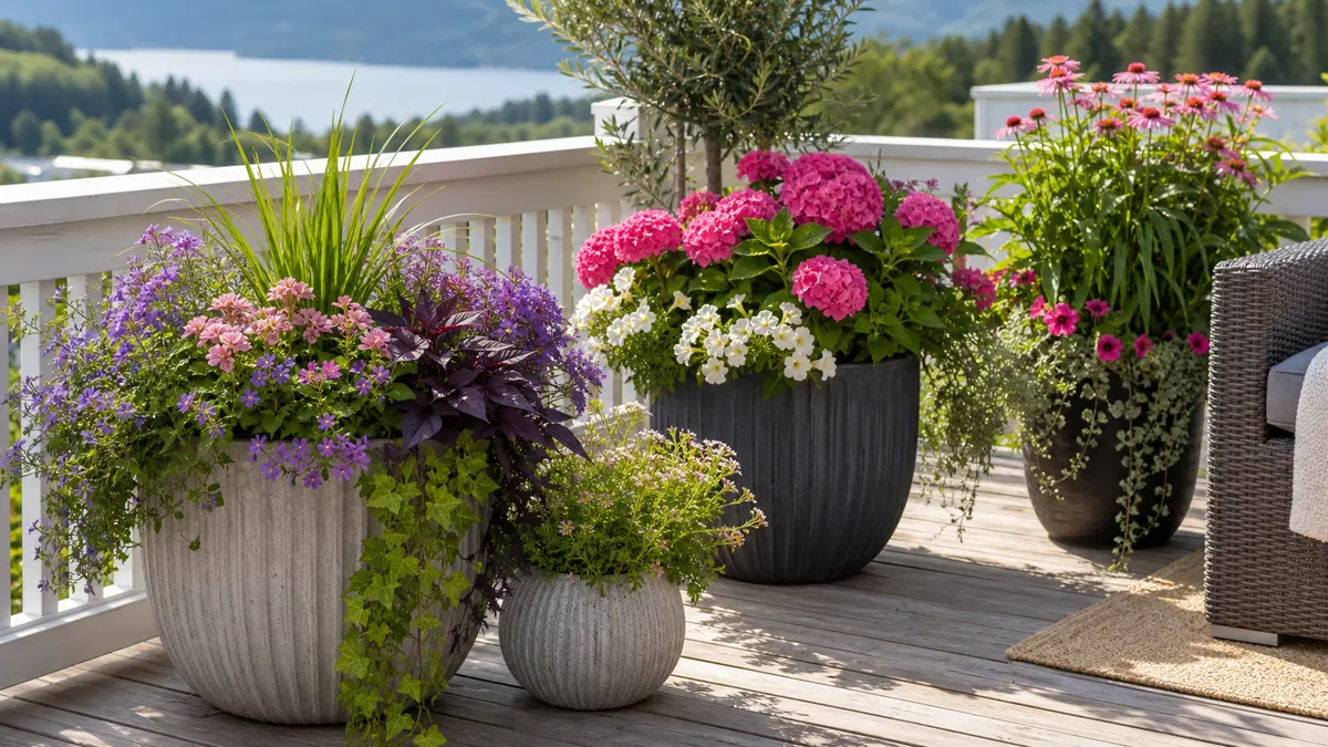 Fiori in vaso in un giardino italiano