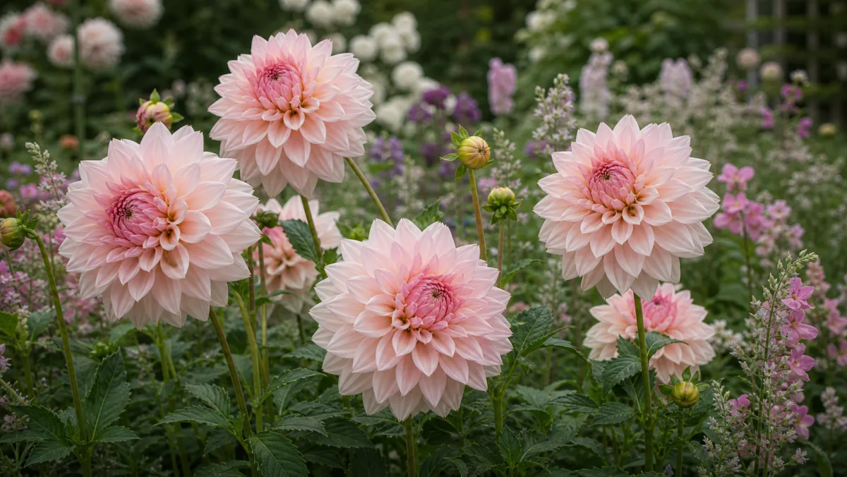 Dalia 'Café au Lait Rose' in un giardino italiano