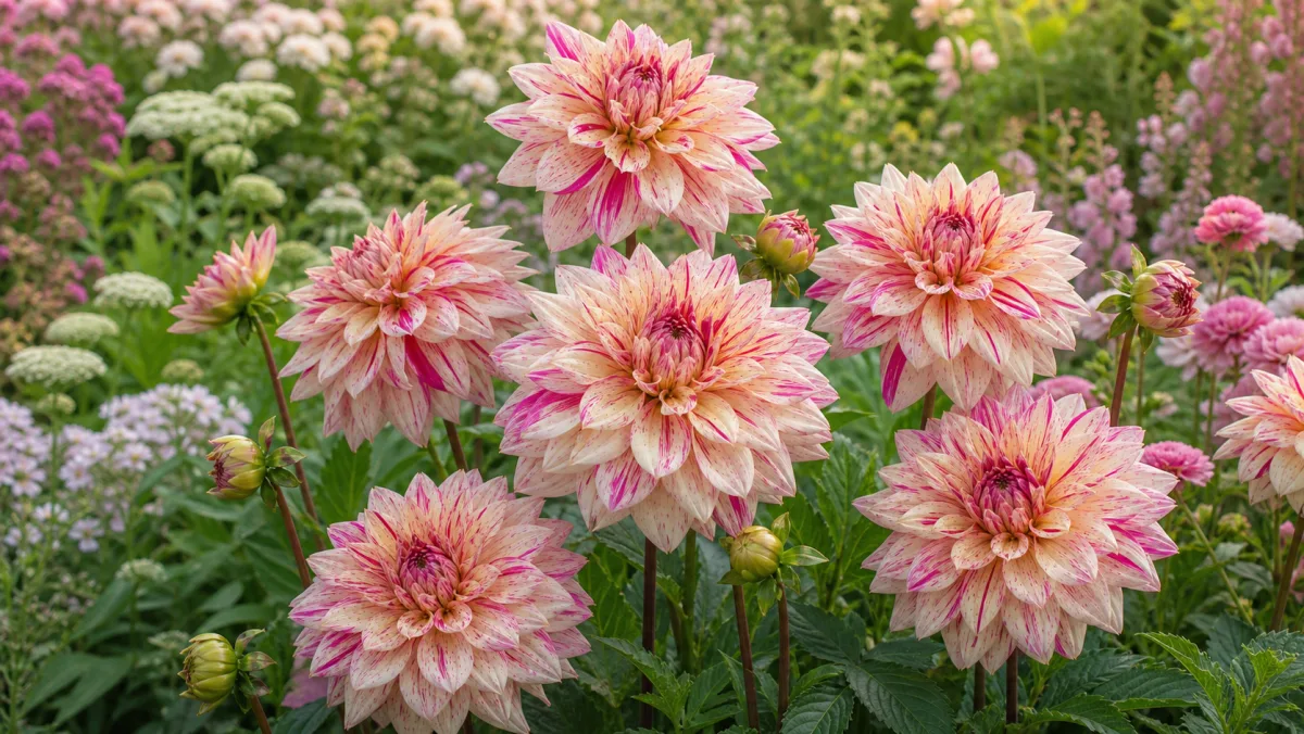 Dalia 'Café au Lait Twist' in un giardino italiano