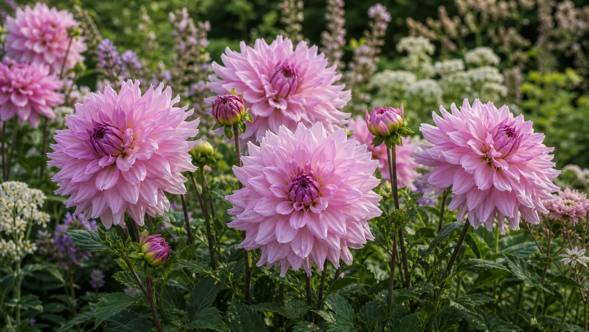 Dalia 'Lavender Perfection' in un giardino italiano