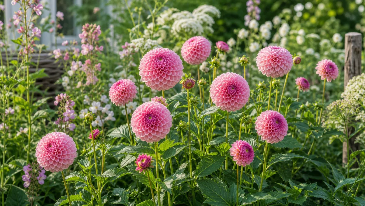 Dalia 'Stolze von Berlin' in un giardino italiano