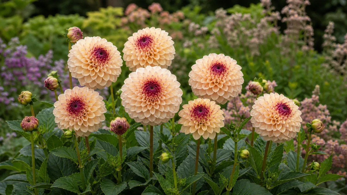 Dalia 'Wine Eyed Jill' in un giardino italiano