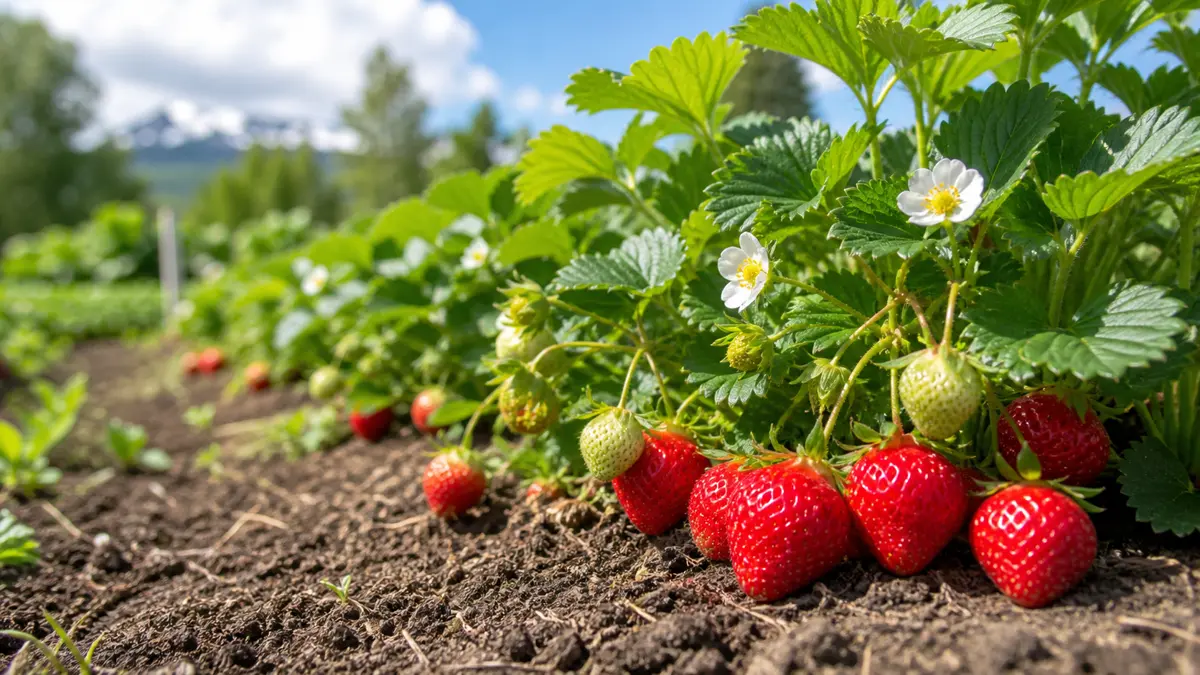 Fragole in un giardino italiano