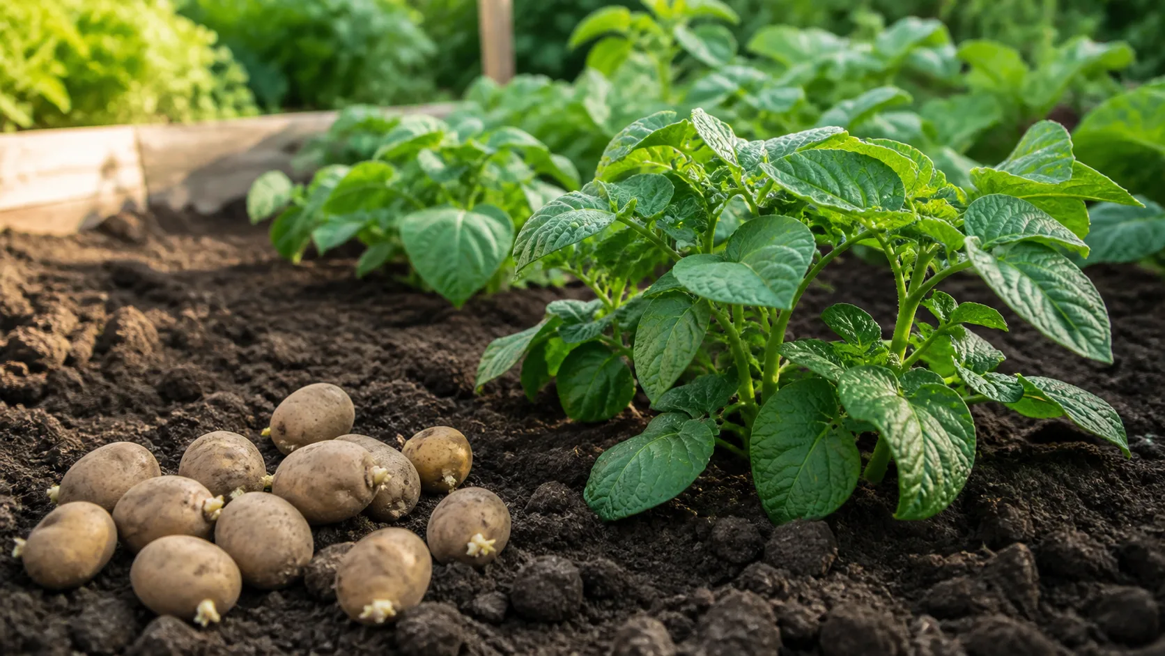 Patate in un giardino italiano