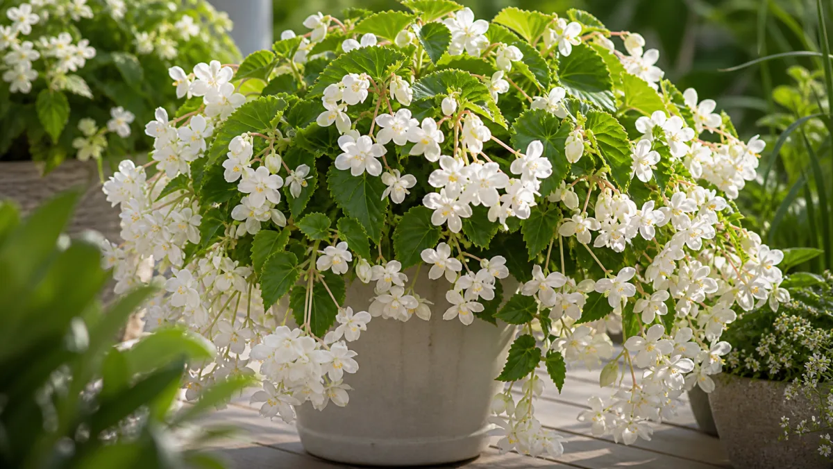 Begonia ricadente 'Santa Barbara' in un giardino italiano
