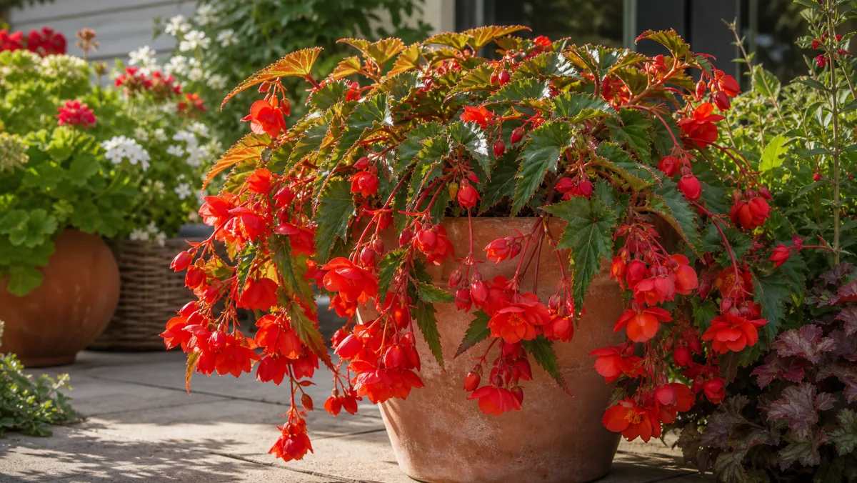 Begonia ricadente 'Santa Cruz' in un giardino italiano
