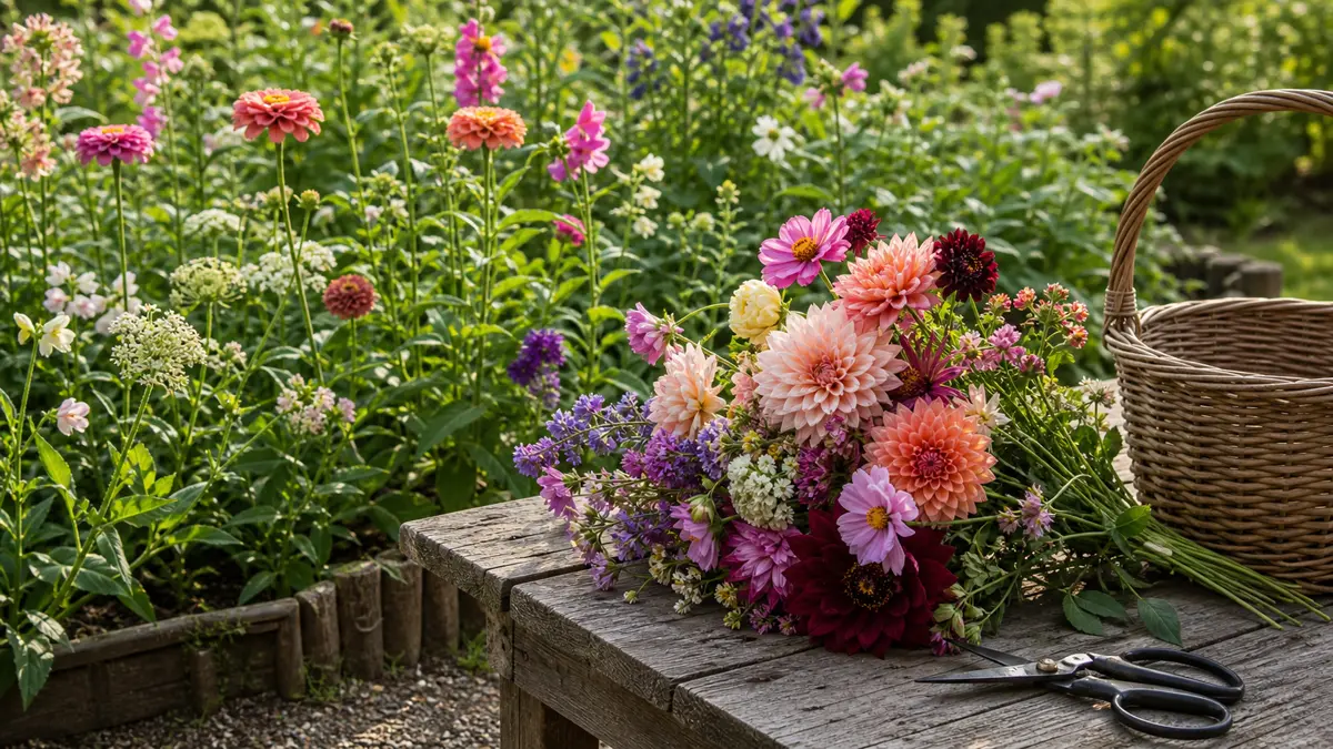 Fiori da taglio da seme in un giardino italiano