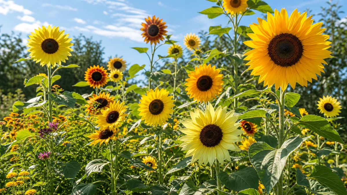 Miscela di semi di girasole in un giardino italiano