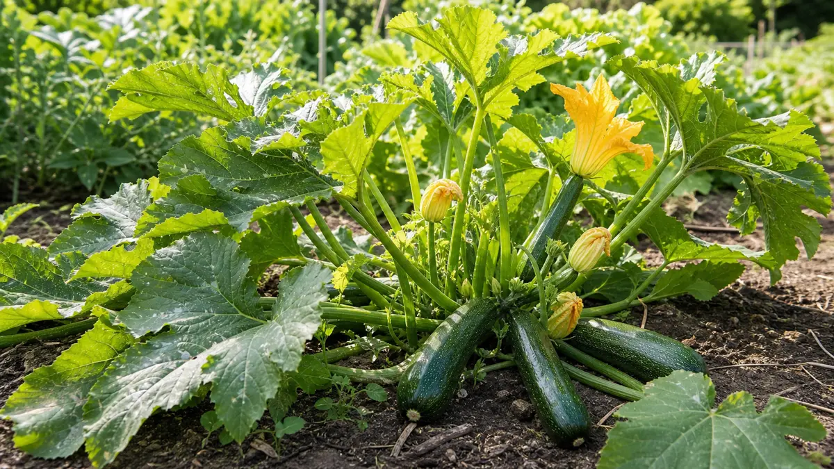 Zucchine in un giardino italiano